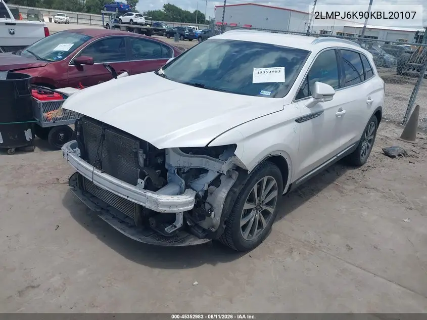 2019 Lincoln Nautilus Select VIN: 2LMPJ6K90KBL20107 Lot: 45352983