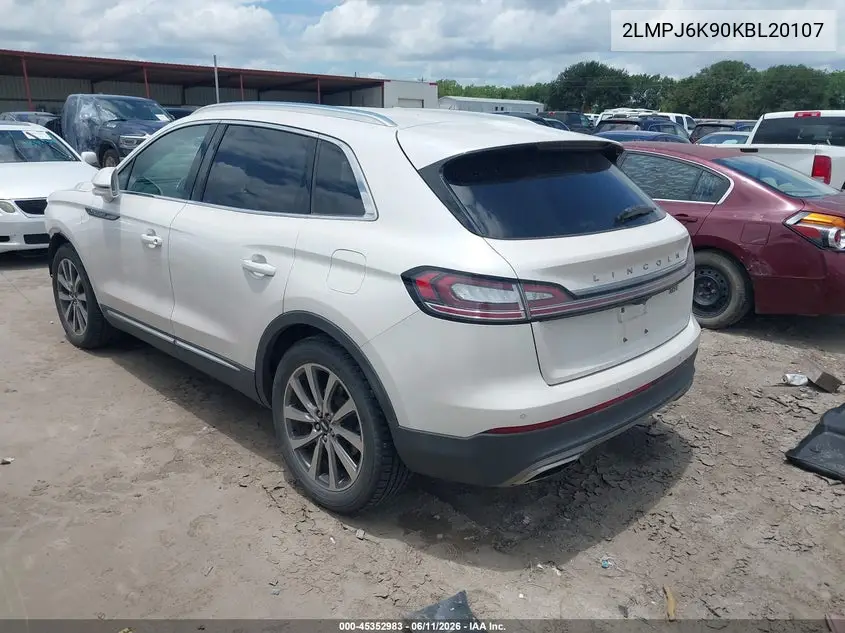 2019 Lincoln Nautilus Select VIN: 2LMPJ6K90KBL20107 Lot: 45352983