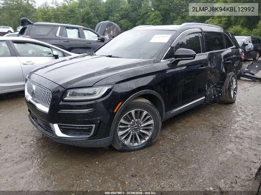 2019 Lincoln Nautilus Select VIN: 2LMPJ8K94KBL12992 Lot: 45479973