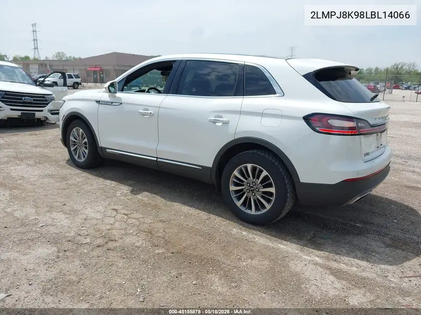 2020 Lincoln Nautilus Reserve VIN: 2LMPJ8K98LBL14066 Lot: 45155878