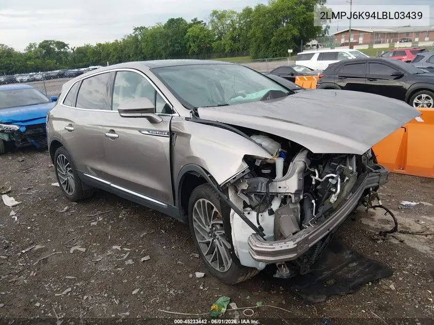 2020 Lincoln Nautilus Reserve VIN: 2LMPJ6K94LBL03439 Lot: 45233442
