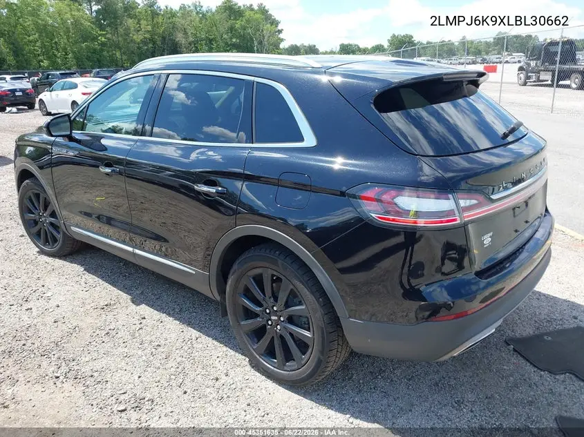 2020 Lincoln Nautilus Reserve VIN: 2LMPJ6K9XLBL30662 Lot: 45351635
