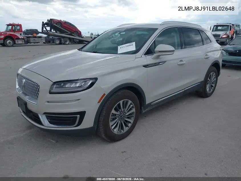 2020 Lincoln Nautilus Standard VIN: 2LMPJ8J91LBL02648 Lot: 45370008