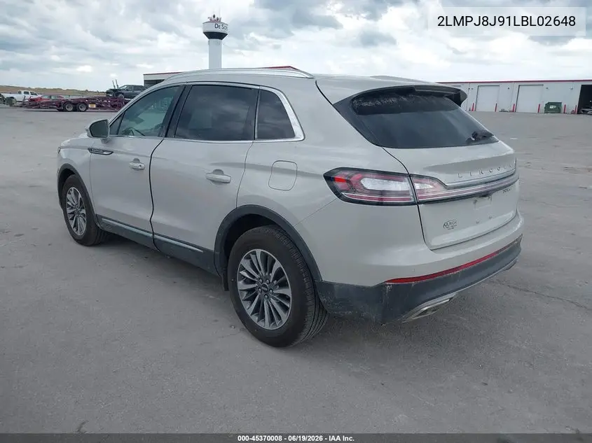 2020 Lincoln Nautilus Standard VIN: 2LMPJ8J91LBL02648 Lot: 45370008