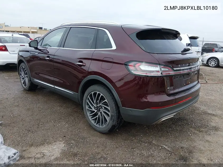 2020 Lincoln Nautilus Reserve VIN: 2LMPJ8KPXLBL10180 Lot: 45519354