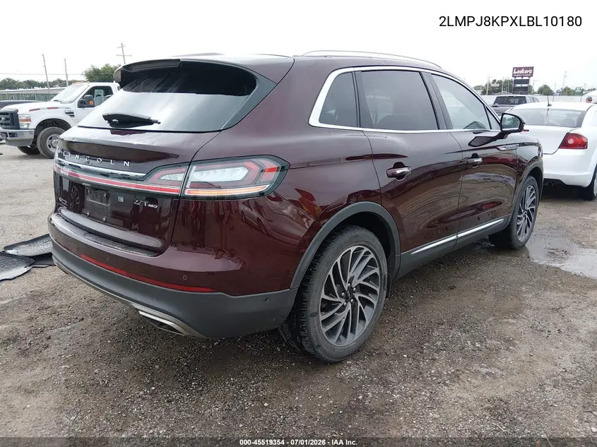 2020 Lincoln Nautilus Reserve VIN: 2LMPJ8KPXLBL10180 Lot: 45519354