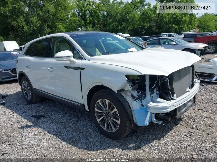 2020 Lincoln Nautilus Reserve VIN: 2LMPJ8K91LBL27421 Lot: 45547855