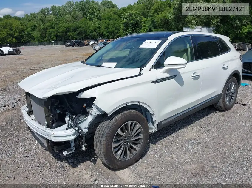 2020 Lincoln Nautilus Reserve VIN: 2LMPJ8K91LBL27421 Lot: 45547855