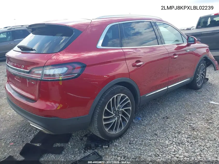 2020 Lincoln Nautilus Reserve VIN: 2LMPJ8KPXLBL02239 Lot: 45558872