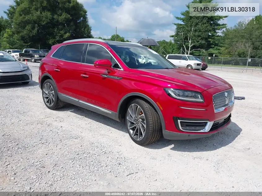 2020 Lincoln Nautilus Reserve VIN: 2LMPJ8K91LBL30318 Lot: 45566242