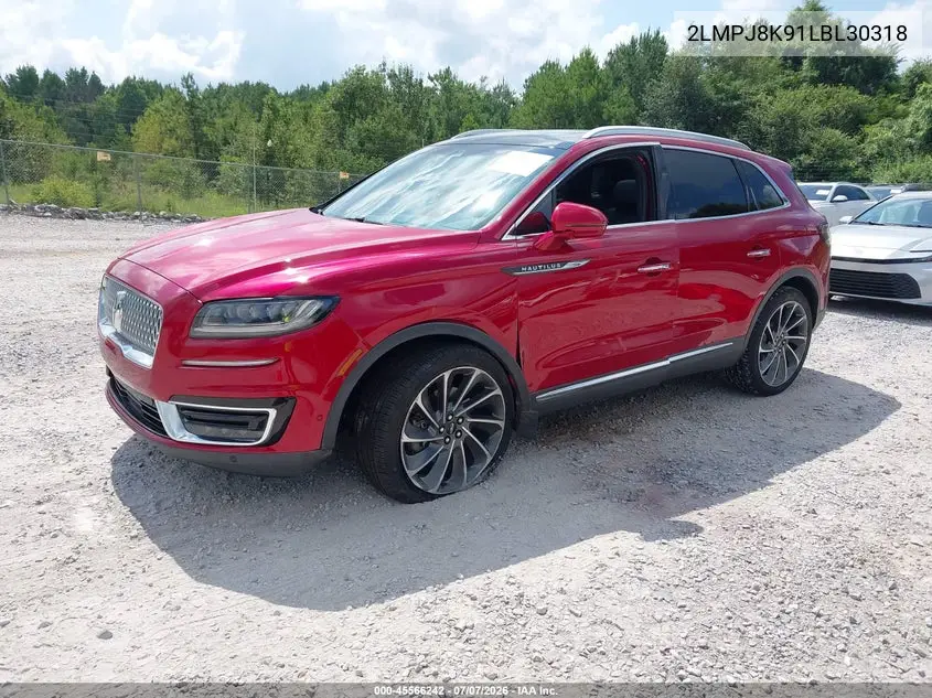 2020 Lincoln Nautilus Reserve VIN: 2LMPJ8K91LBL30318 Lot: 45566242