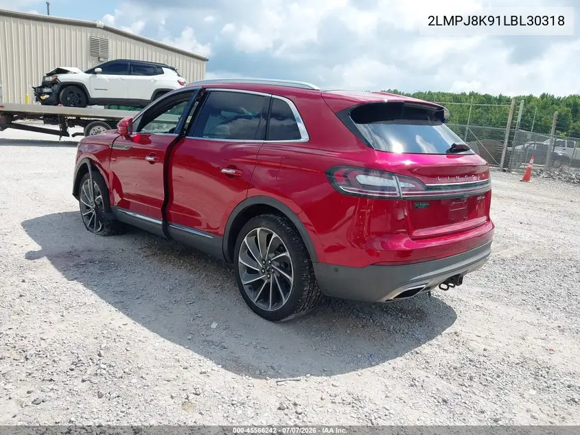 2020 Lincoln Nautilus Reserve VIN: 2LMPJ8K91LBL30318 Lot: 45566242