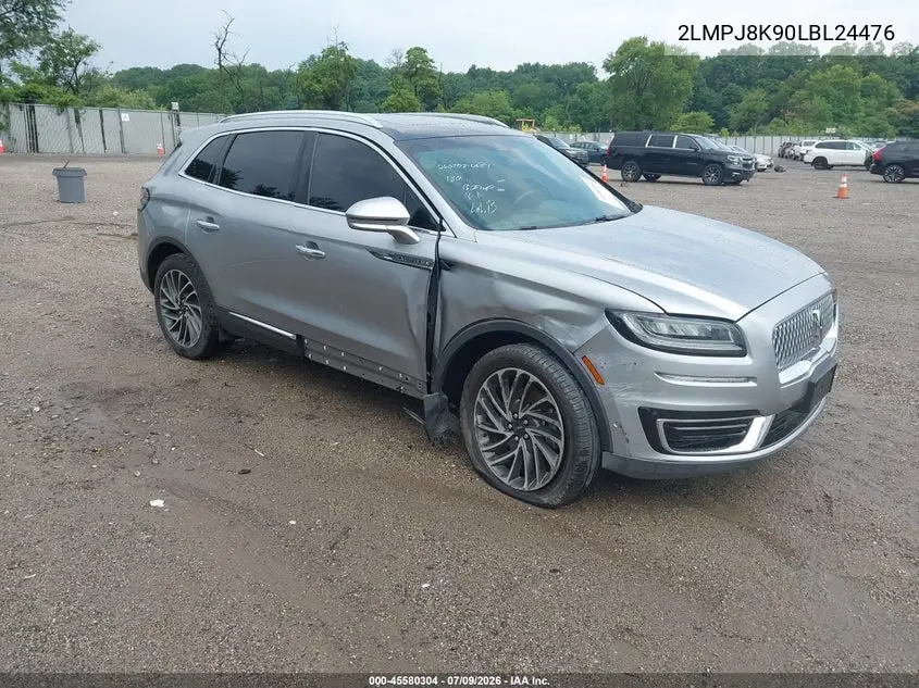 2020 Lincoln Nautilus Reserve VIN: 2LMPJ8K90LBL24476 Lot: 45580304