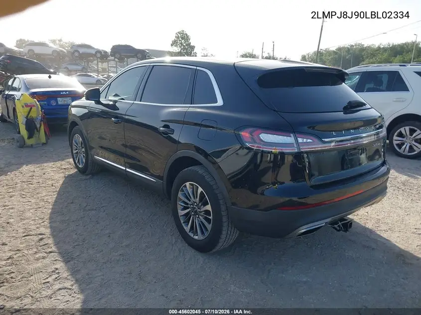 2020 Lincoln Nautilus Standard VIN: 2LMPJ8J90LBL02334 Lot: 45602045