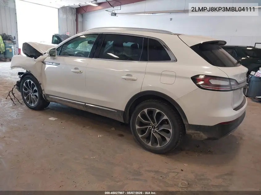 2021 Lincoln Nautilus Reserve VIN: 2LMPJ8KP3MBL04111 Lot: 45027987