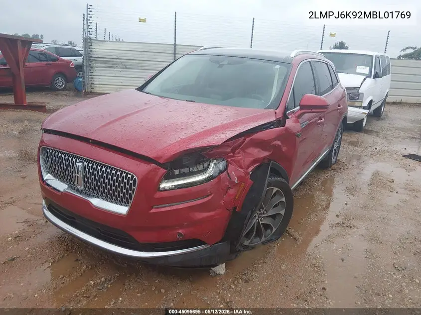 2021 Lincoln Nautilus Reserve VIN: 2LMPJ6K92MBL01769 Lot: 45095695