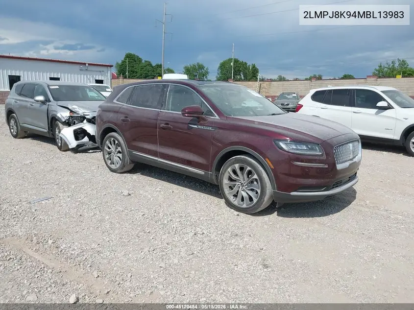 2021 Lincoln Nautilus Reserve VIN: 2LMPJ8K94MBL13983 Lot: 45120484