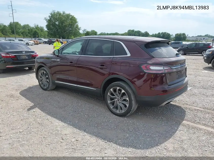 2021 Lincoln Nautilus Reserve VIN: 2LMPJ8K94MBL13983 Lot: 45120484