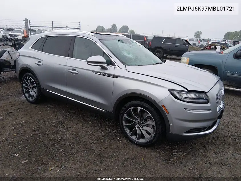 2021 Lincoln Nautilus Reserve VIN: 2LMPJ6K97MBL01721 Lot: 45144497