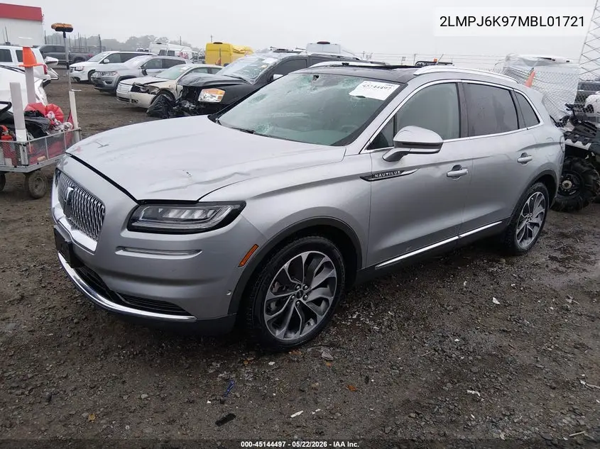 2021 Lincoln Nautilus Reserve VIN: 2LMPJ6K97MBL01721 Lot: 45144497