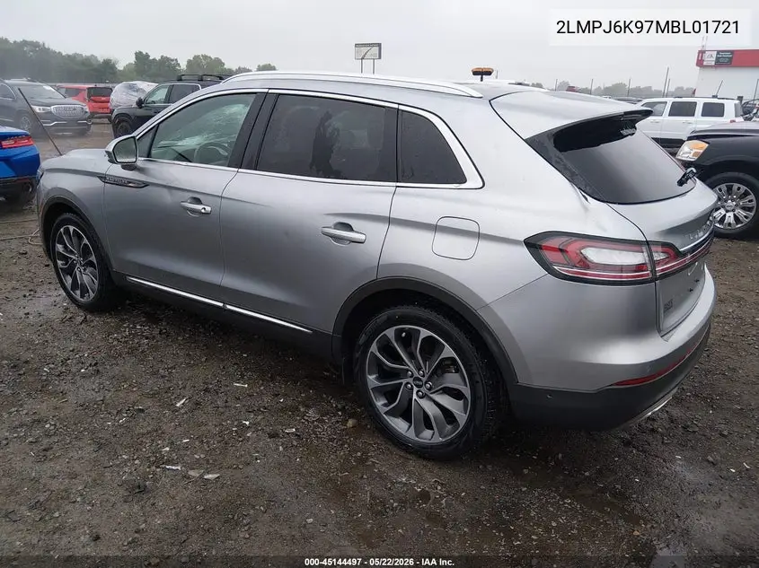 2021 Lincoln Nautilus Reserve VIN: 2LMPJ6K97MBL01721 Lot: 45144497