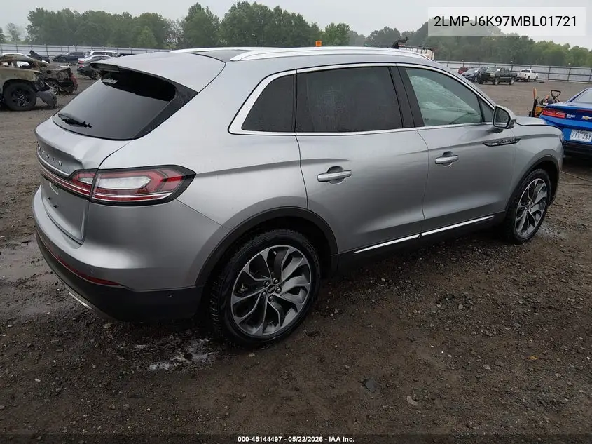 2021 Lincoln Nautilus Reserve VIN: 2LMPJ6K97MBL01721 Lot: 45144497