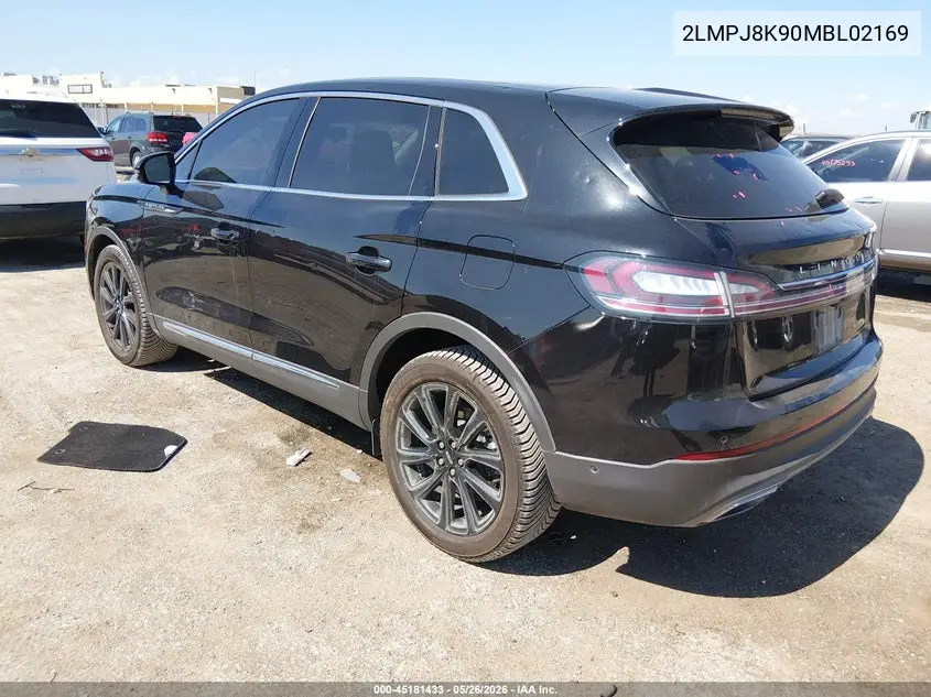 2021 Lincoln Nautilus Reserve VIN: 2LMPJ8K90MBL02169 Lot: 45181433