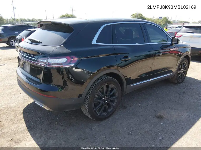 2021 Lincoln Nautilus Reserve VIN: 2LMPJ8K90MBL02169 Lot: 45181433