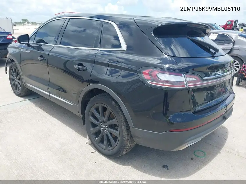 2021 Lincoln Nautilus Reserve VIN: 2LMPJ6K99MBL05110 Lot: 45352687