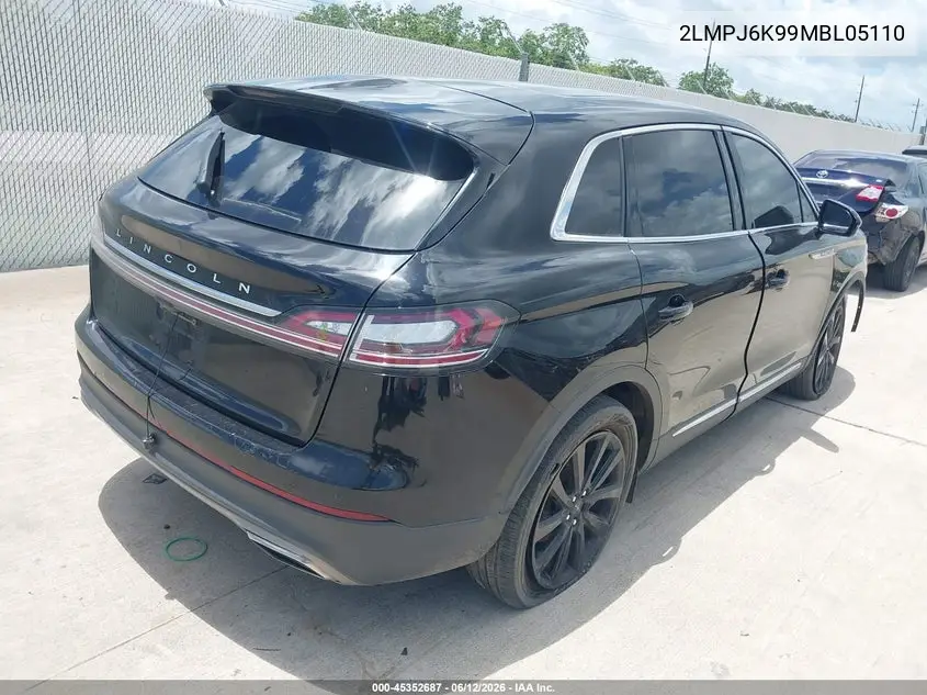 2021 Lincoln Nautilus Reserve VIN: 2LMPJ6K99MBL05110 Lot: 45352687