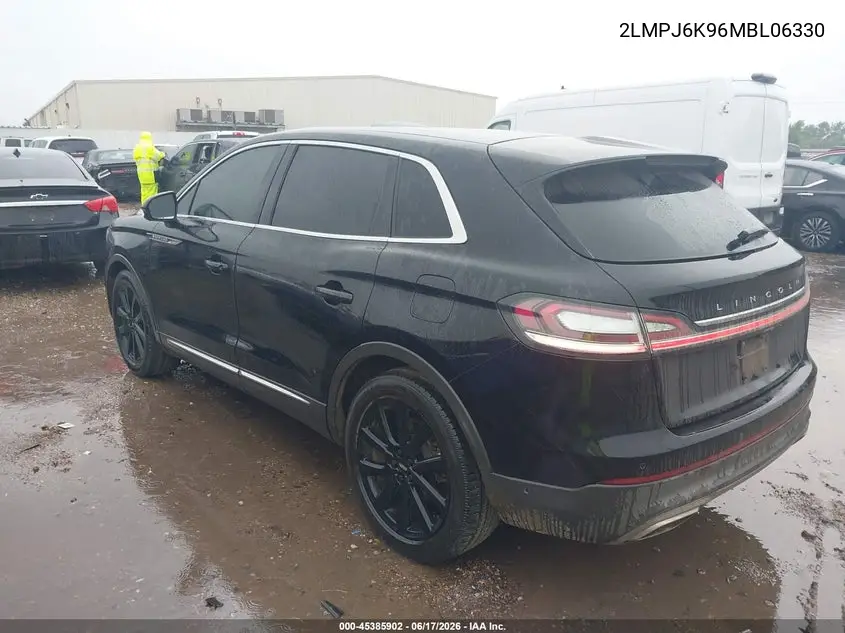 2021 Lincoln Nautilus Reserve VIN: 2LMPJ6K96MBL06330 Lot: 45385902