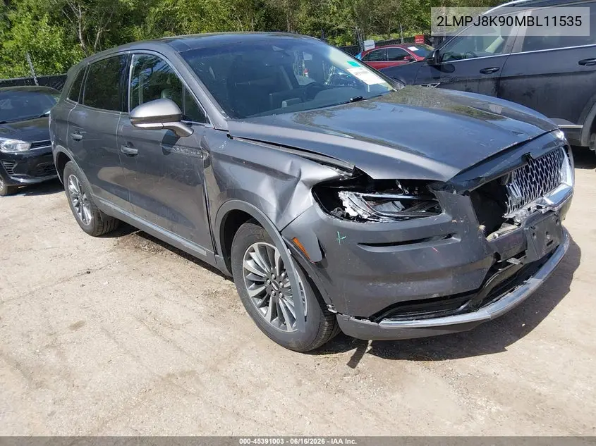 2021 Lincoln Nautilus Reserve VIN: 2LMPJ8K90MBL11535 Lot: 45391003