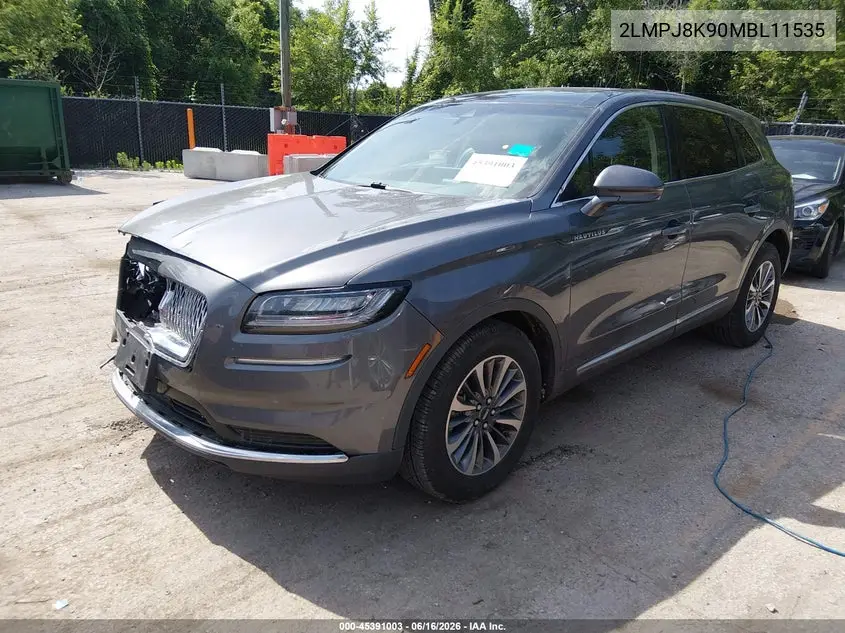 2021 Lincoln Nautilus Reserve VIN: 2LMPJ8K90MBL11535 Lot: 45391003