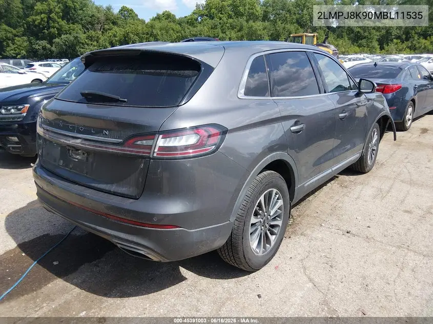 2021 Lincoln Nautilus Reserve VIN: 2LMPJ8K90MBL11535 Lot: 45391003