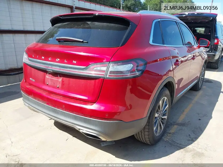 2021 Lincoln Nautilus Standard VIN: 2LMPJ6J94MBL09356 Lot: 45395150