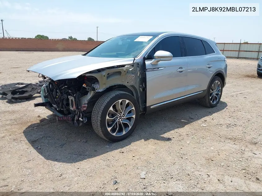 2021 Lincoln Nautilus Reserve VIN: 2LMPJ8K92MBL07213 Lot: 45594792