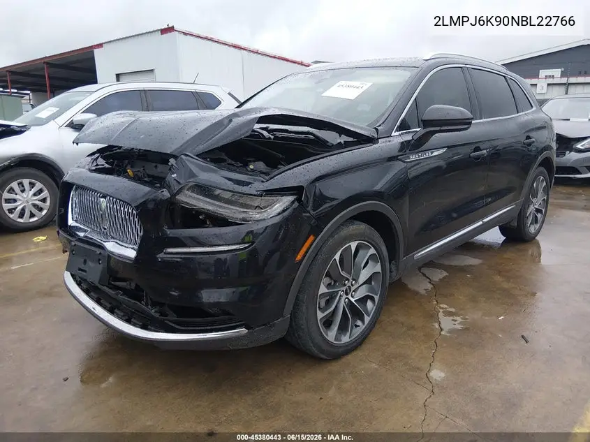 2022 Lincoln Nautilus Reserve VIN: 2LMPJ6K90NBL22766 Lot: 45380443