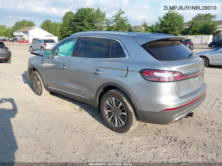 2022 Lincoln Nautilus Standard VIN: 2LMPJ8J91NBL28010 Lot: 45398379