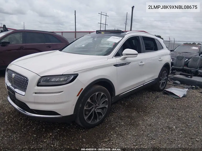 2022 Lincoln Nautilus Reserve VIN: 2LMPJ8K9XNBL08675 Lot: 45402819