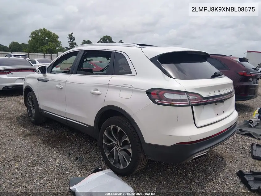 2022 Lincoln Nautilus Reserve VIN: 2LMPJ8K9XNBL08675 Lot: 45402819