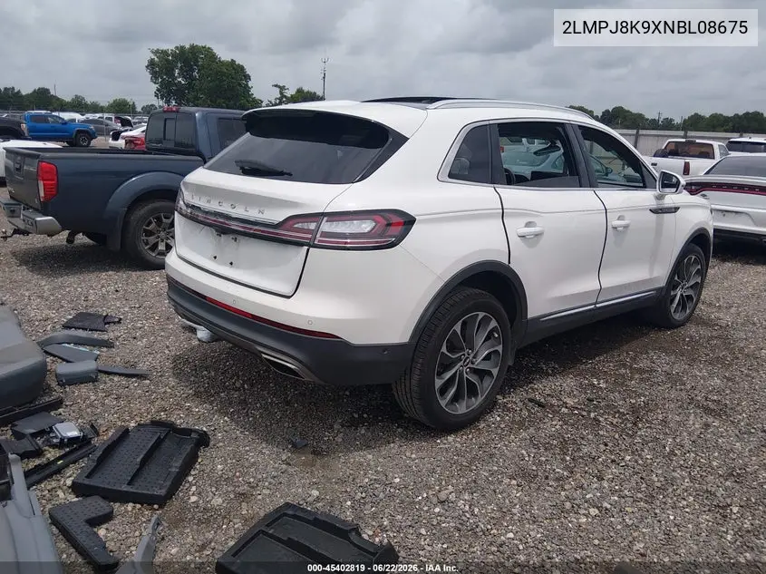 2022 Lincoln Nautilus Reserve VIN: 2LMPJ8K9XNBL08675 Lot: 45402819