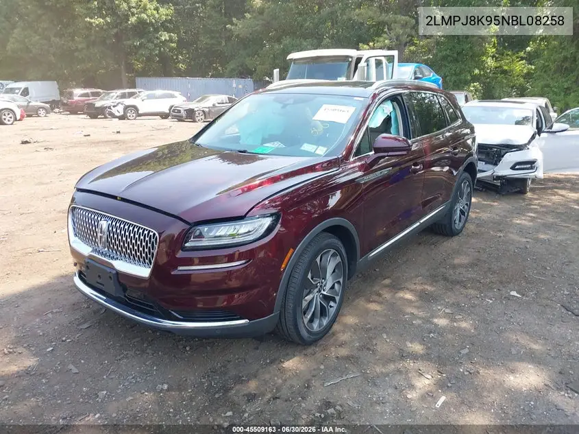 2022 Lincoln Nautilus Reserve VIN: 2LMPJ8K95NBL08258 Lot: 45509163