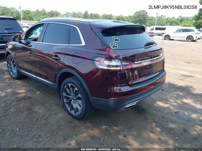 2022 Lincoln Nautilus Reserve VIN: 2LMPJ8K95NBL08258 Lot: 45509163