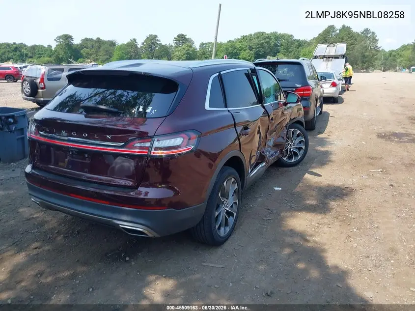 2022 Lincoln Nautilus Reserve VIN: 2LMPJ8K95NBL08258 Lot: 45509163
