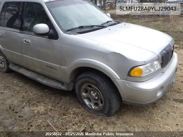 2000 Lincoln Navigator VIN: 5LMFU28A0YLJ29043 Lot: 20258822