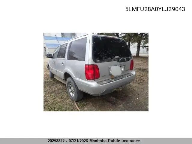 2000 Lincoln Navigator VIN: 5LMFU28A0YLJ29043 Lot: 20258822