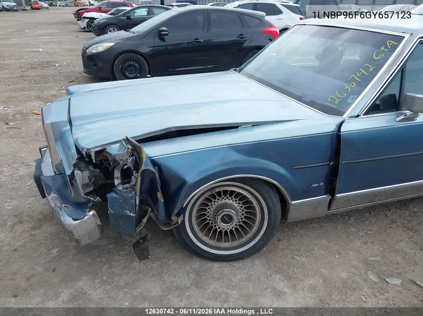 1986 Lincoln Town Car VIN: 1LNBP96F6GY657123 Lot: 12630742