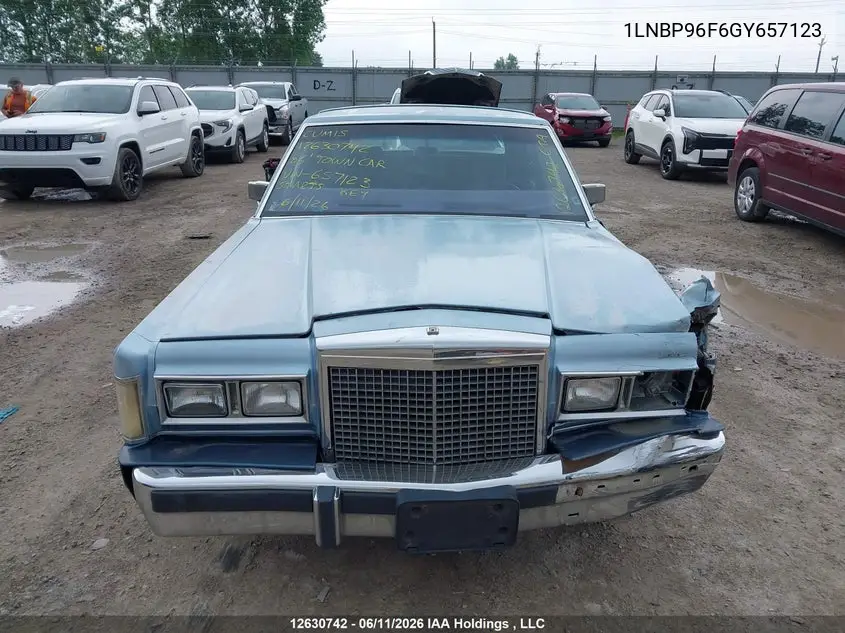 1986 Lincoln Town Car VIN: 1LNBP96F6GY657123 Lot: 12630742