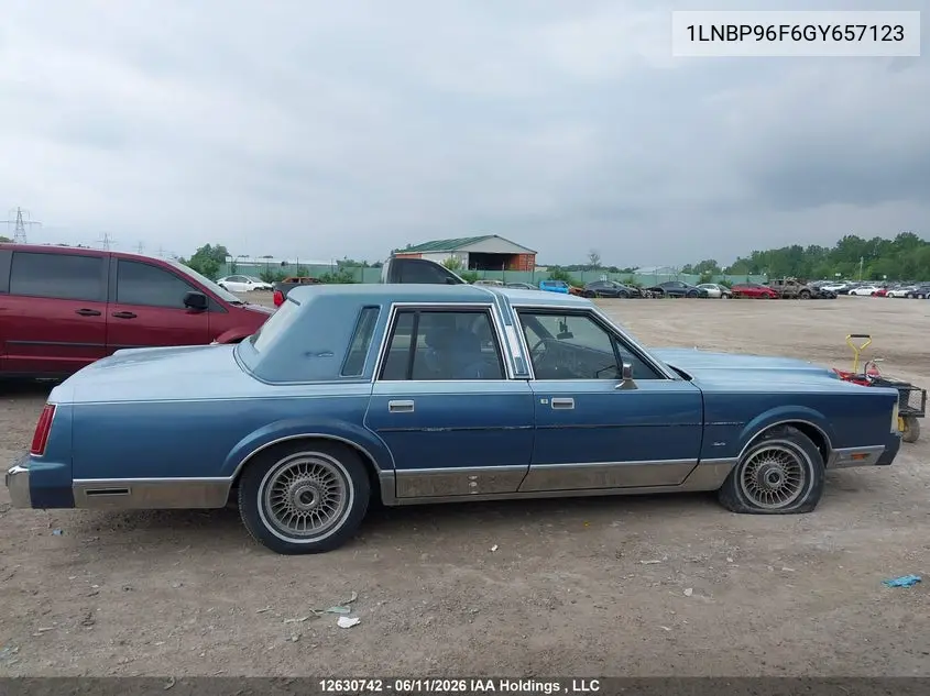 1986 Lincoln Town Car VIN: 1LNBP96F6GY657123 Lot: 12630742