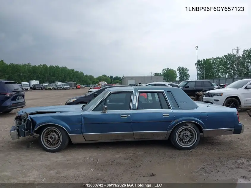 1986 Lincoln Town Car VIN: 1LNBP96F6GY657123 Lot: 12630742